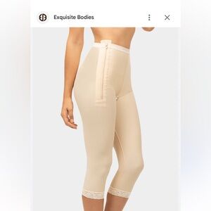 Women's Lace Trim shapewear compression Leggings post surgical light beige